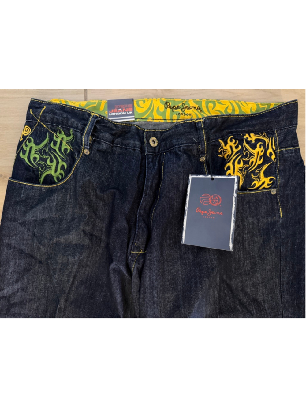 NEW Mens Vintage Pepe Jeans London UK Y2K Graphic Embroidered 38/31 $78 - Picture 4 of 6